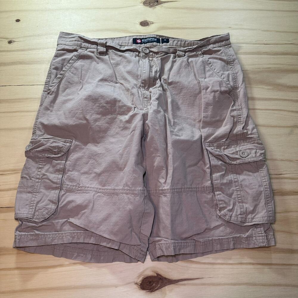 Y2K Southpole Khaki Cargo Shorts Ripstop Outdoor Gorpcore Hiking Mens 36